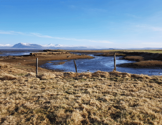 De kust bij het IJslandse dorp Hítarneskot