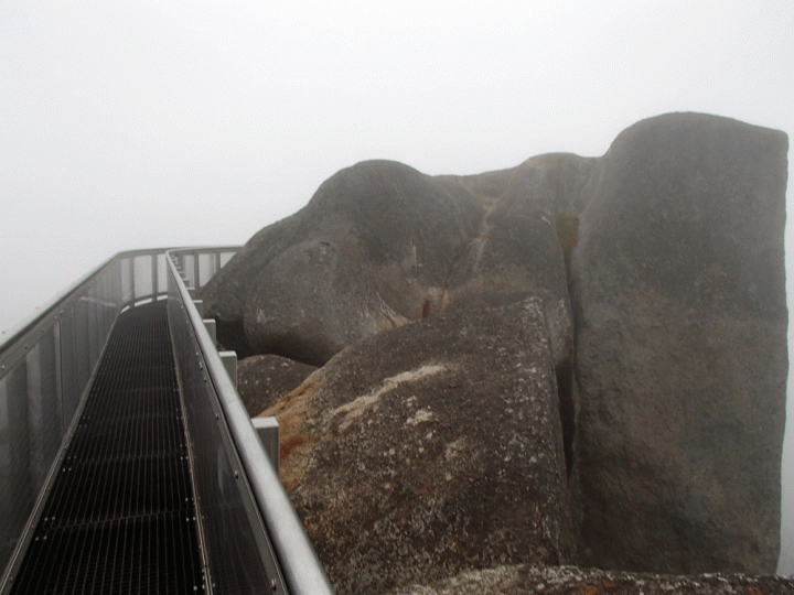 Giant Skywalk in de mist Porongurup National Park zuidwest Australië